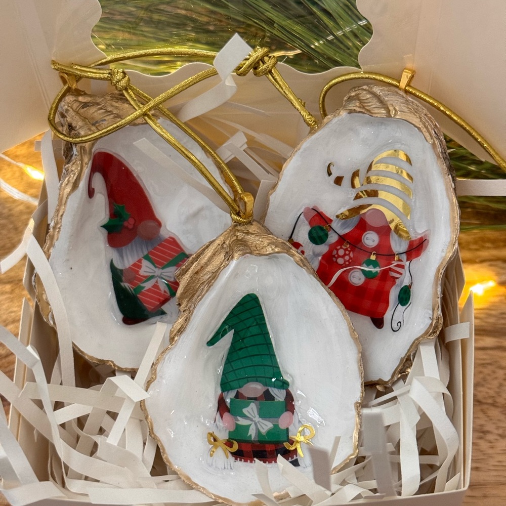 Festive Gnome Ornaments with Gold Accents